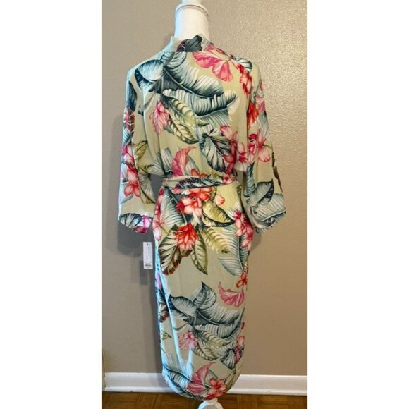 Women's Lilac+ London Retro Botanical Print Crinkle Kimono Wrap Robe Size XS NWT - Picture 4 of 5